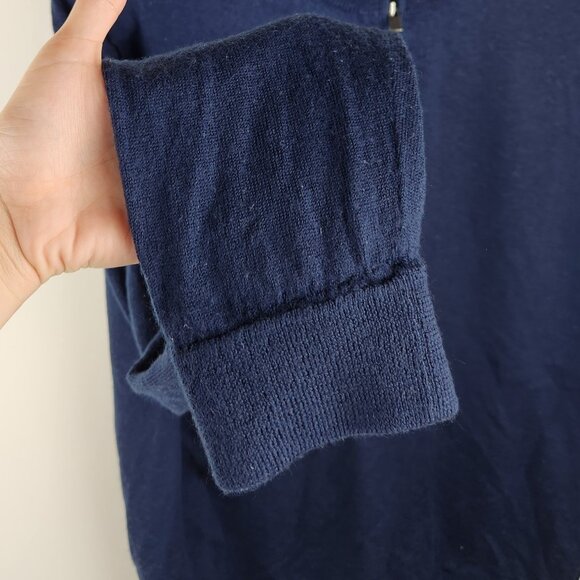 Nordstrom Washable Merino Wool Quarter Zip Lightweight Knit Sweater Navy Blue XL - Picture 5 of 9